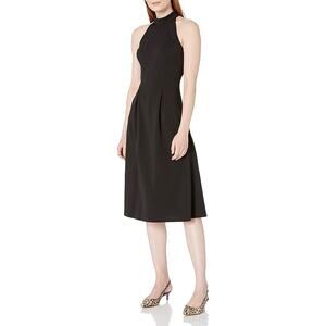 NWT Calvin Klein Women's Halter Neck A-Line Dress, Black-Size 8